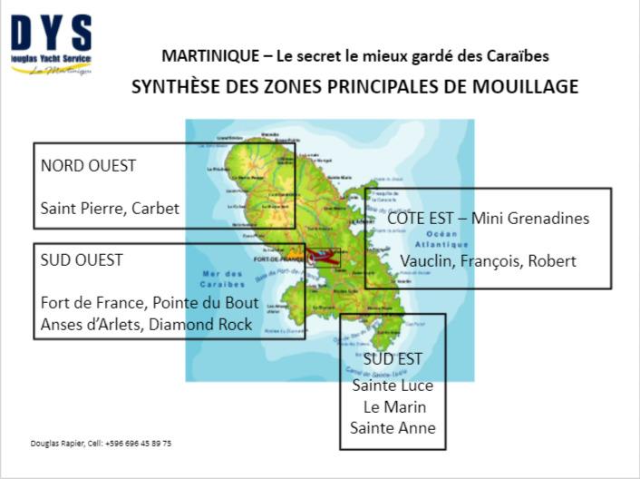 les 4 zones de la Martinique